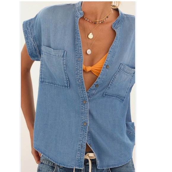 Anthropologie Cloth & Stone Chambray Blouse- XS,S - Picture 2 of 6